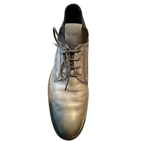 Tod’s Men’s Black Leather Derby Shoes Size 9 | Italian Luxury Lace-Up Dress Shoe - Picture 6 of 12